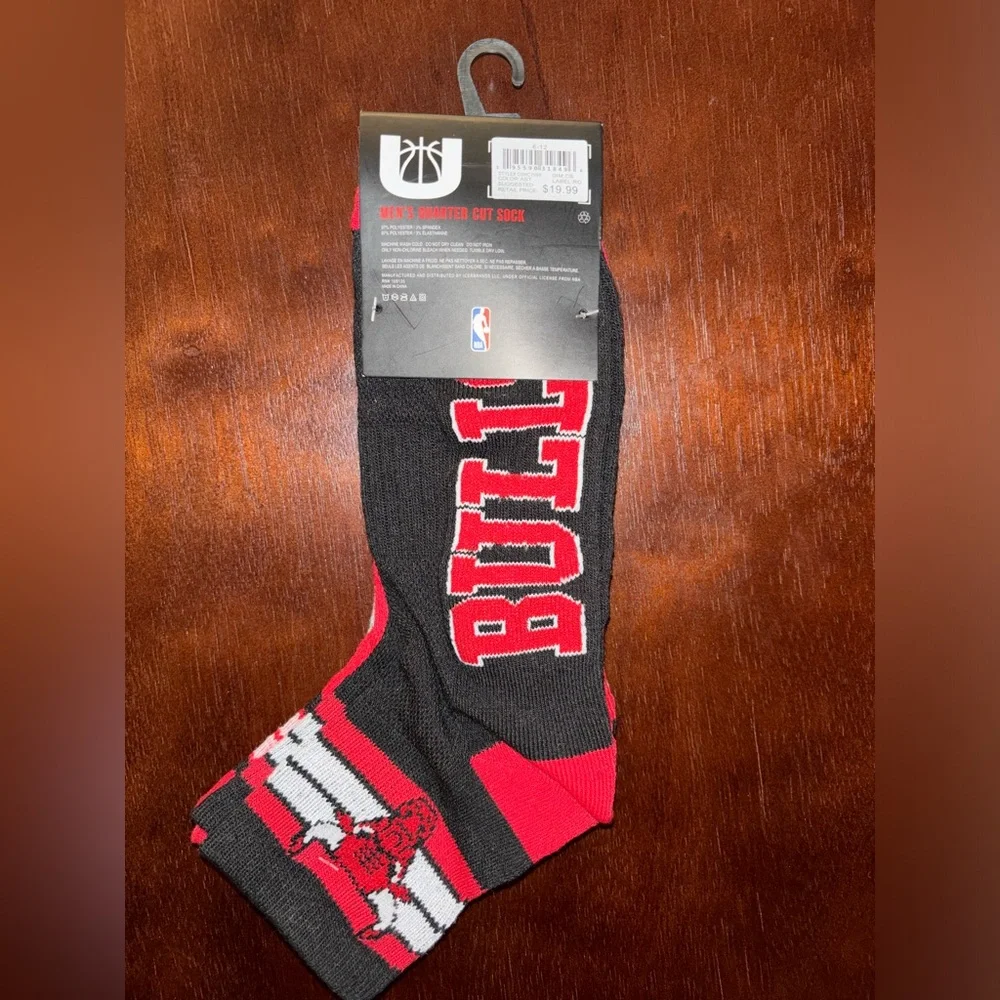 NBA Ultra Game Chicago Bulls Men’s Quarter Cut Socks 3 Pair Shoe Size 6-12